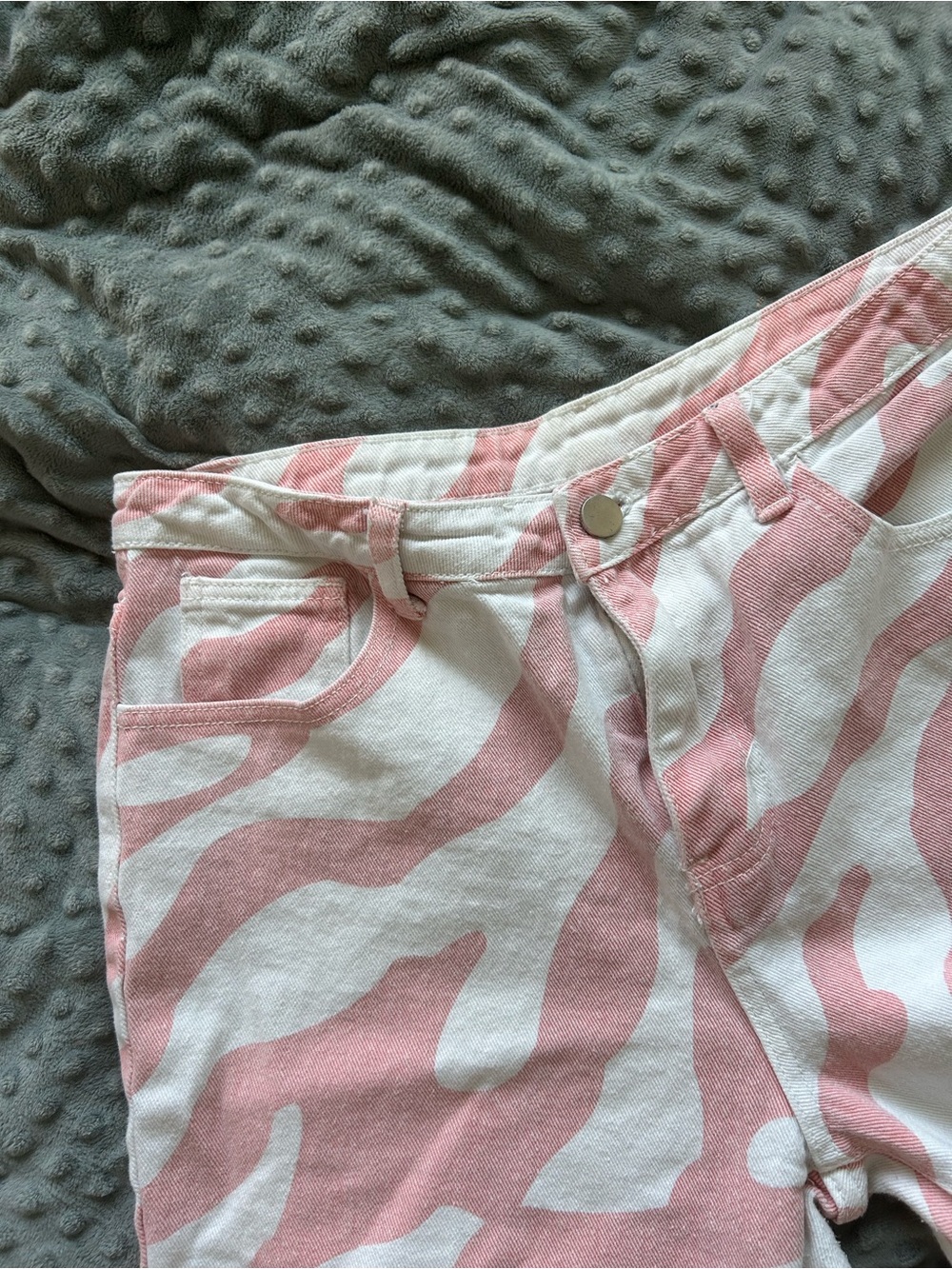 SHIEN Pink and White Zebra Jeans